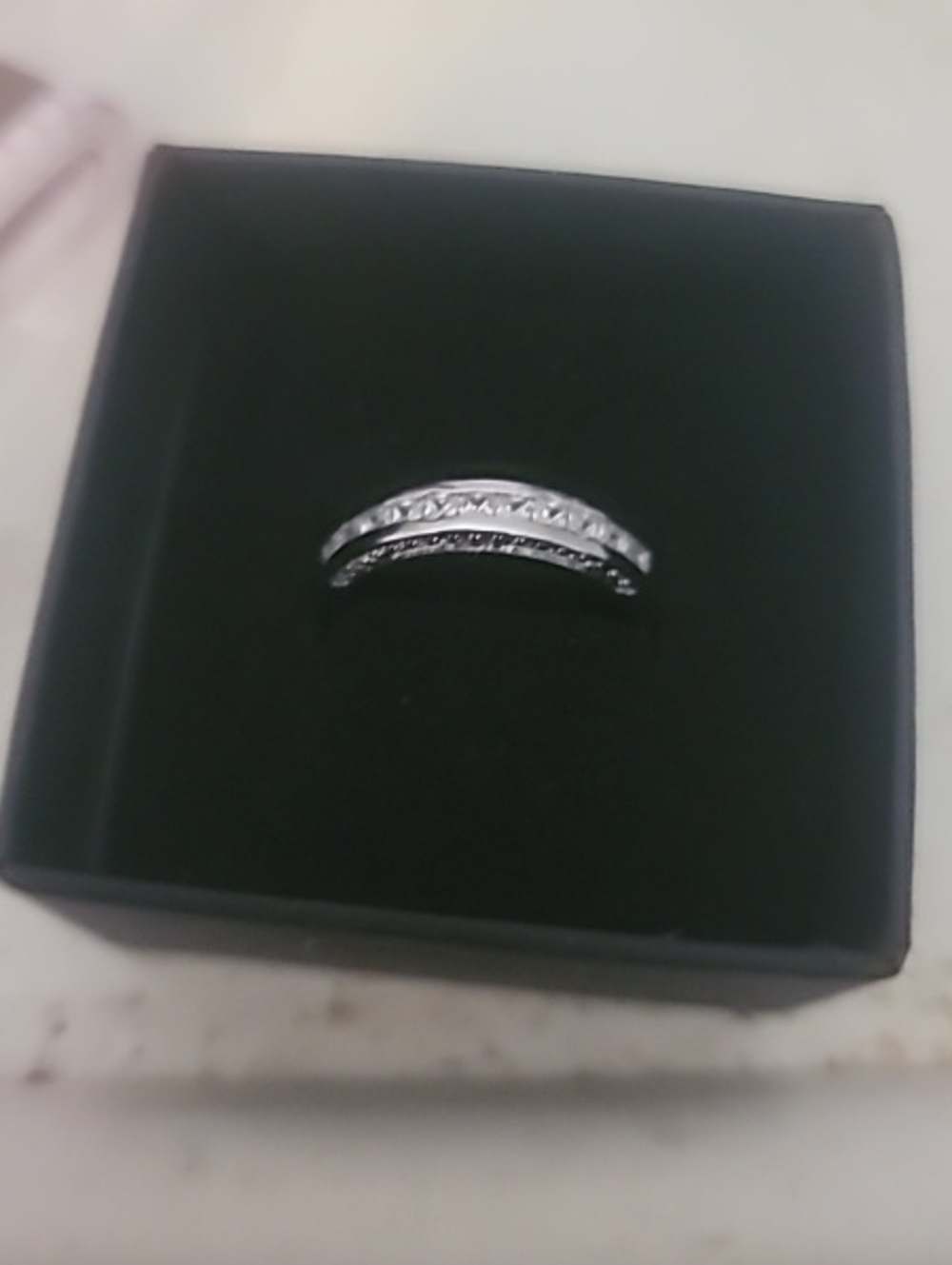 Classic Silver Crystal Band Ring - Timeless Sparkle Size 10